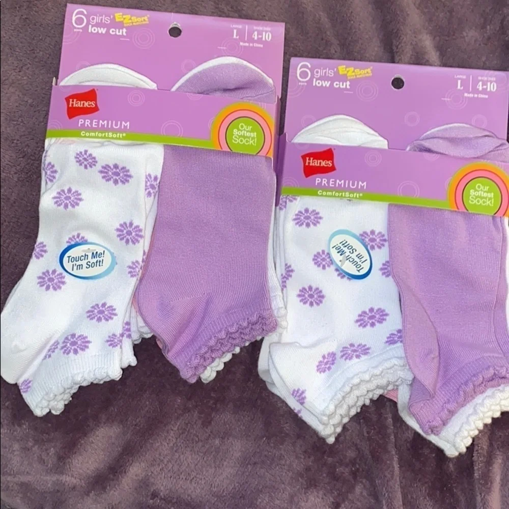 HANES 12 PAIRS GIRLS SOCKS SIZE LARGE‎ NEW WITH TAG